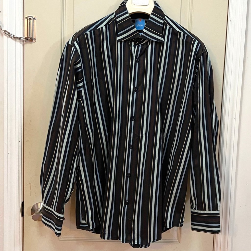 Vluxe By Lucky Nohum Men's Size Xl 43-44 100% Cotton L/S, B/D Dress Shirt. Multi
